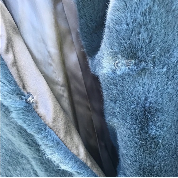 NWT MNG Mango Faux Fur 🖤  Royal Turquoise Coat XS - Picture 4 of 11